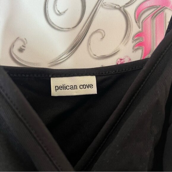 Pelican cove tank top babydoll VNECK Black Sleeveless Wrap top - Picture 6 of 8